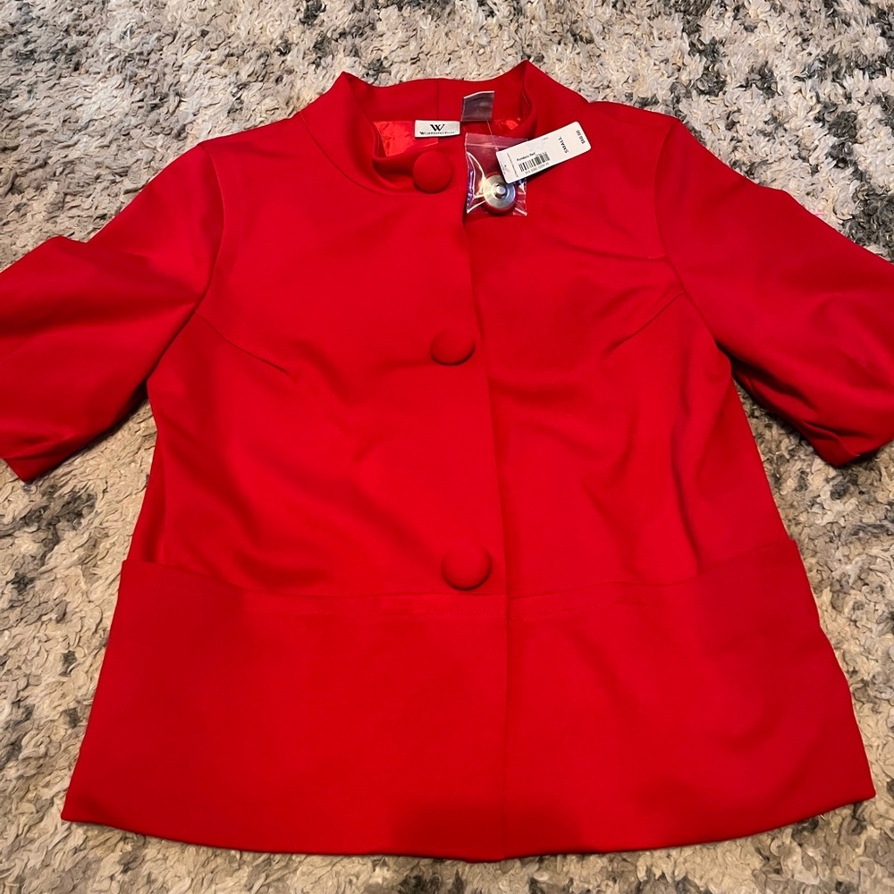 NWT Worthington Bold Red Short Sleeve Jacket